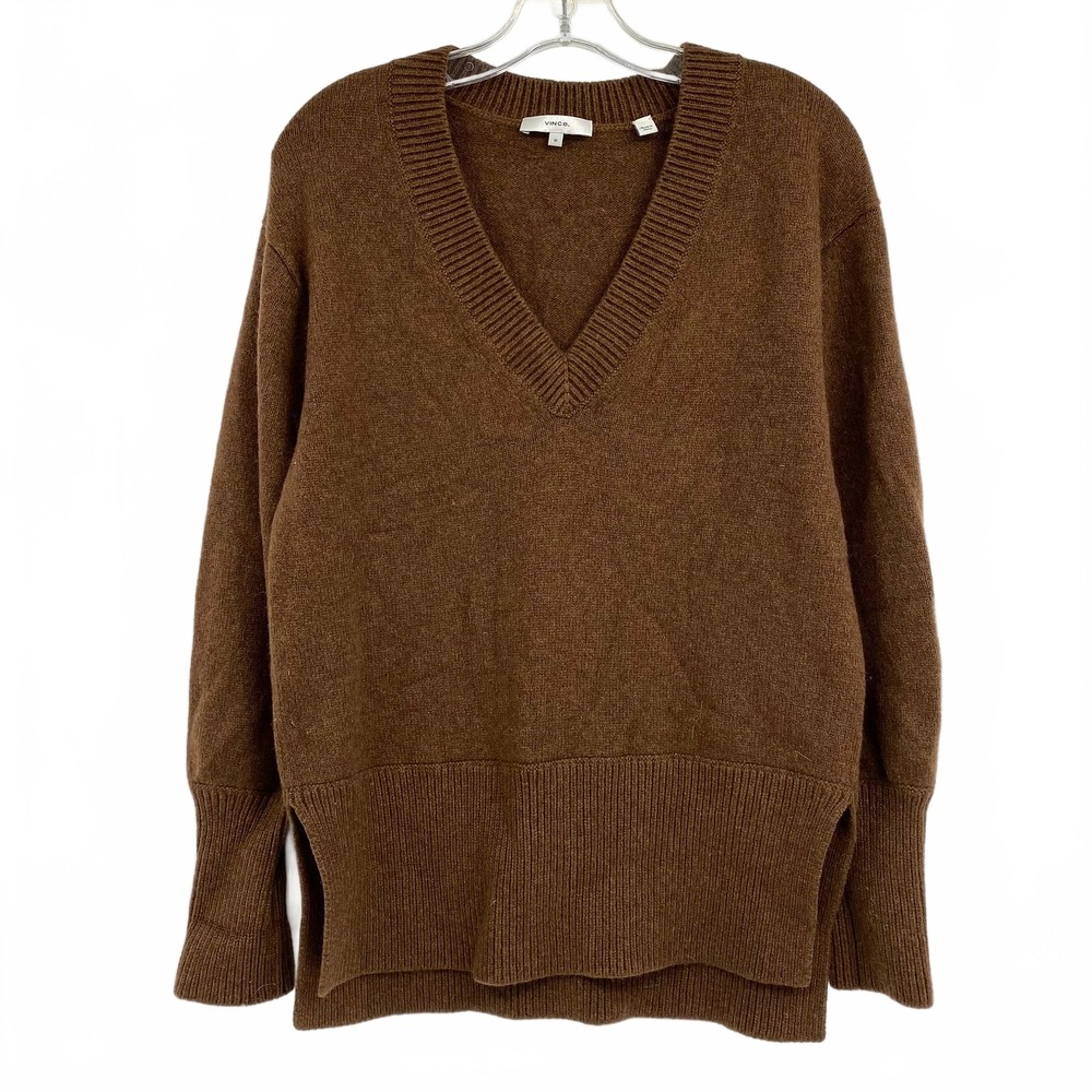 Vince V-Neck Cashmere Sweater | Women's M Brown